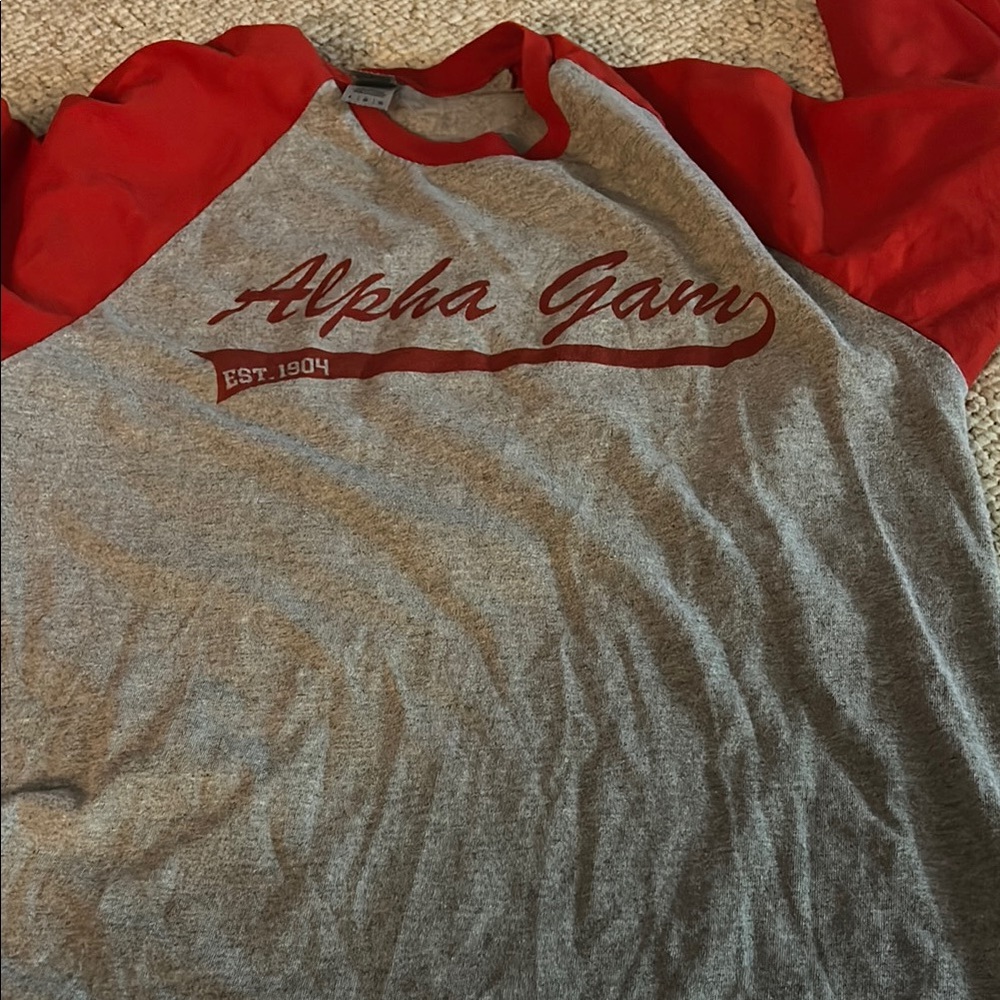 Gildan Red and Gray Long Sleeve Tee